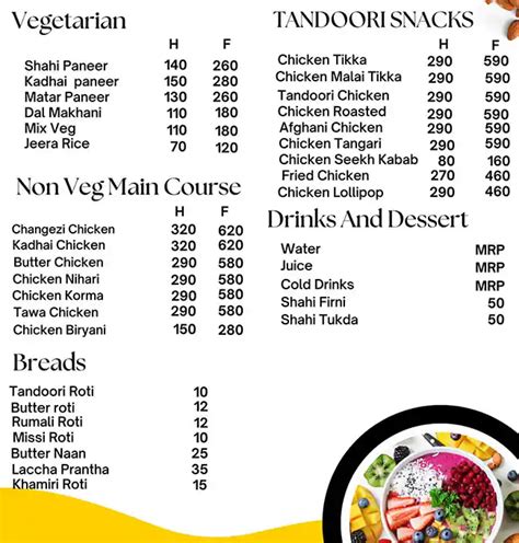 shalimar bagh club menu.